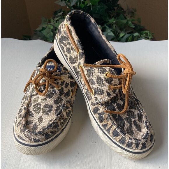 Sperry Top-Sider Bahama Black Sparkle Leopard Size 7.5 - Picture 1 of 11